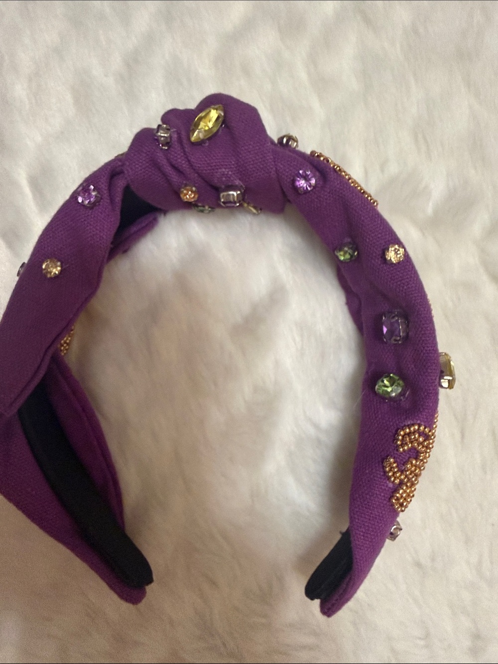 Mardi-Gras or LSU Beaded Fleur-de-Lis ⚜️ Decorative Headband
